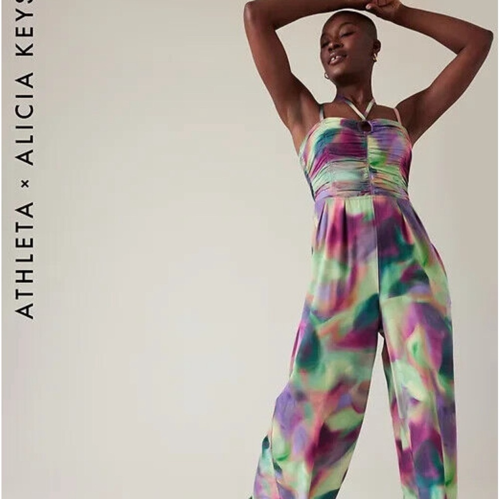 Athleta x ALICIA KEYS Enlighten Up Jumpsuit Size 4 | Abstract Multi